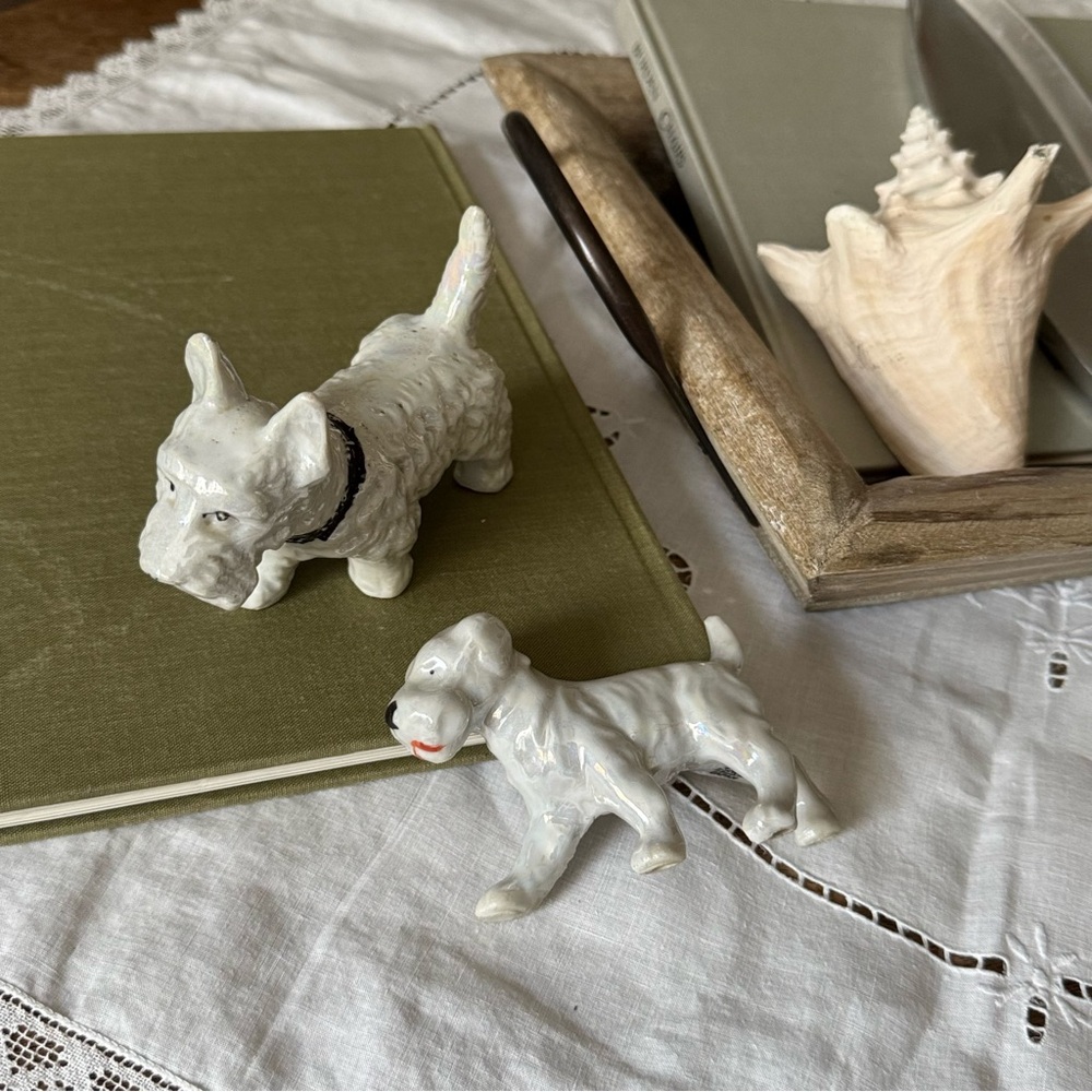 antique white schnauzer scottie dog figurine bundle